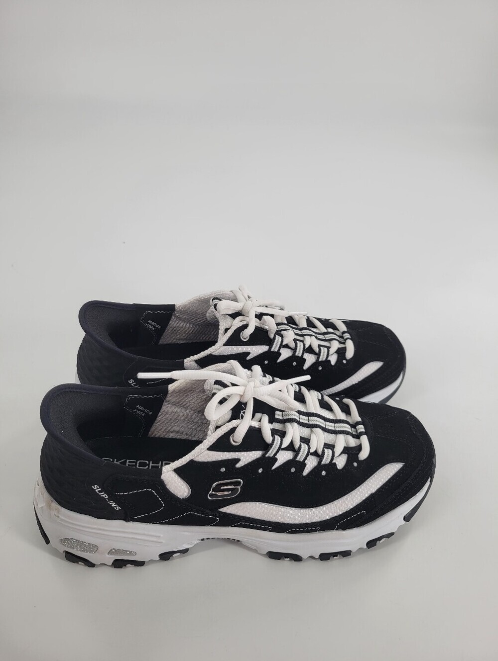 Skechers Hands Free Slip-ins Black & White Athletic Sneakers Size 9.5